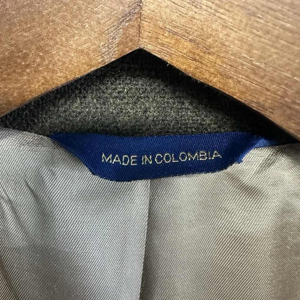 T Harris London Blazer Mens Sz 42L Brown Green Lambswool Patch Pocket Sport Coat